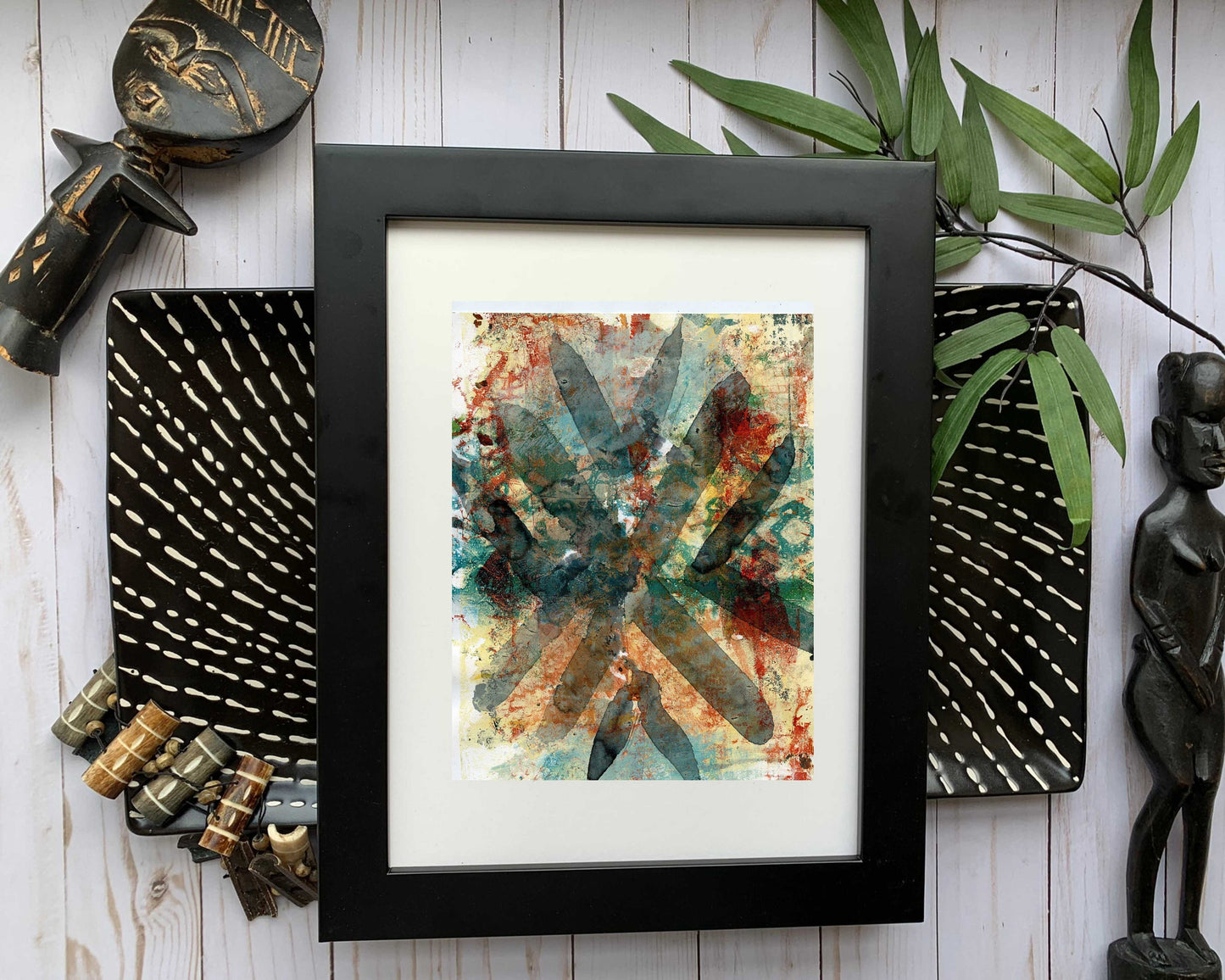 Original Modern Abstract Acrylic Painting - Abstract Acrylic Original Art - Boho - African - Ethnic, 8 X 11, MOTIF Series 1