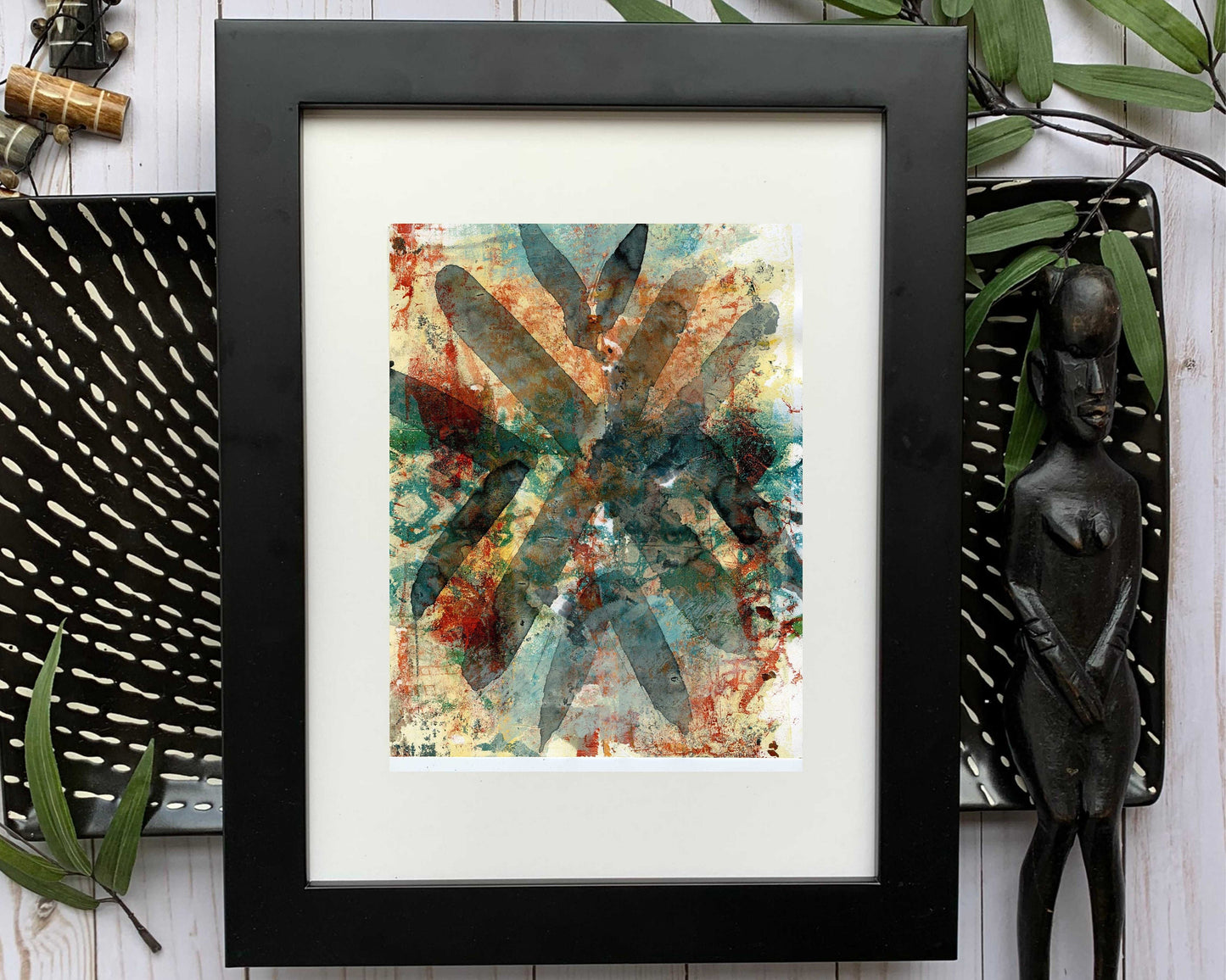 Original Modern Abstract Acrylic Painting - Abstract Acrylic Original Art - Boho - African - Ethnic, 8 X 11, MOTIF Series 1