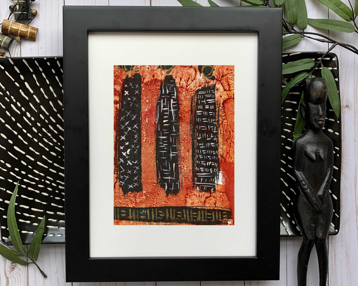 Original Modern Abstract Acrylic Painting - Abstract Acrylic Original Art - Boho - African - Ethnic, 5 x 7, MOTIF Series 43