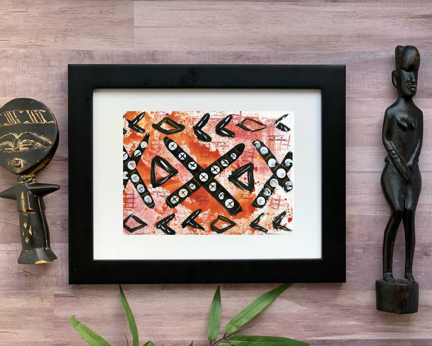 Original Modern Abstract Acrylic Painting - Abstract Acrylic Original Art - Boho - African - Ethnic, 8 X 11, MOTIF Series 45