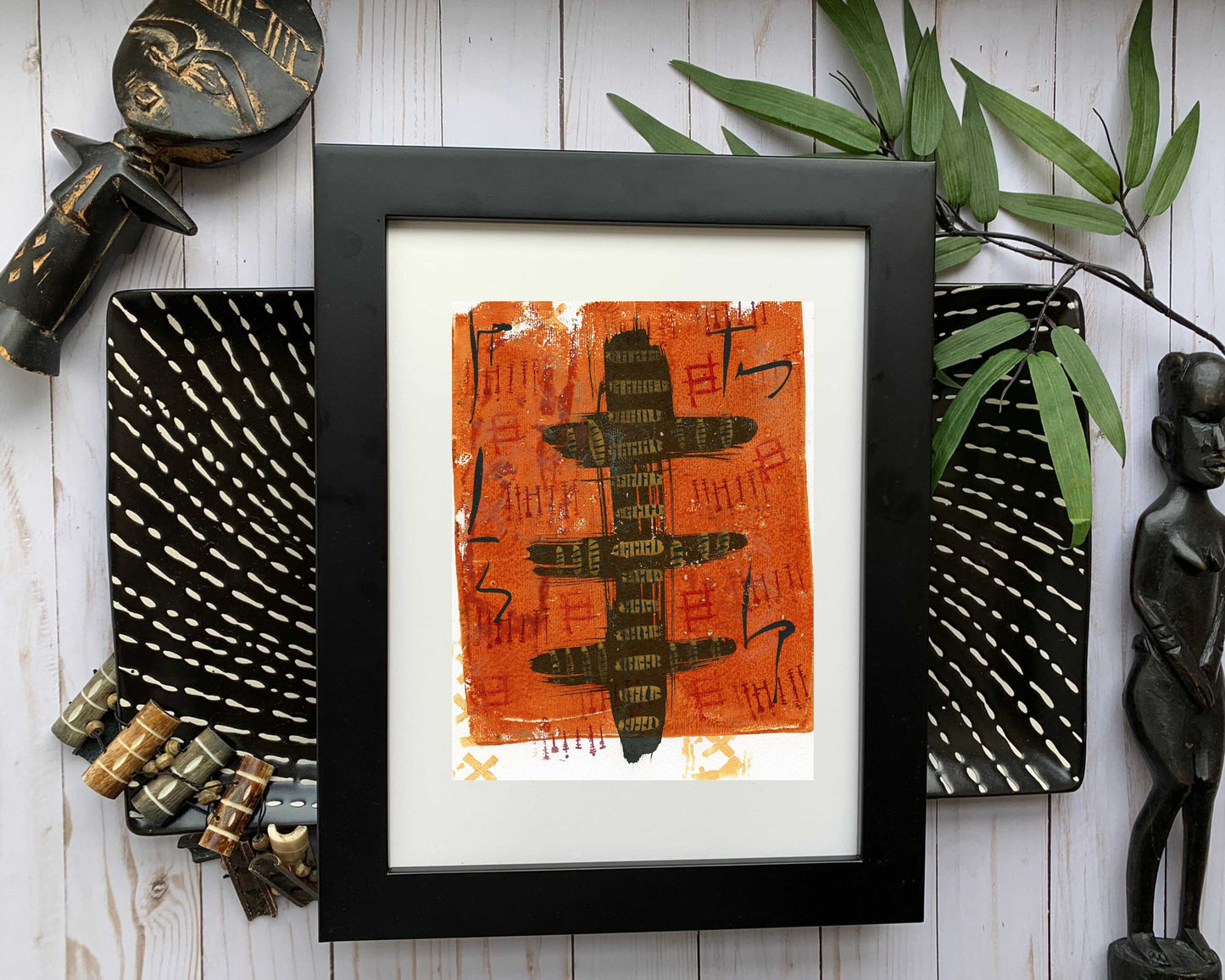 Original Modern Abstract Acrylic Painting - Abstract Acrylic Original Art - Boho - African - Ethnic, 8 X 11, MOTIF Series 68