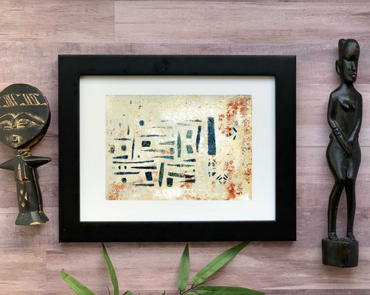 Original Modern Abstract Acrylic Painting - Abstract Acrylic Original Art - Boho - African - Ethnic, 8 X 11, MOTIF Series 77