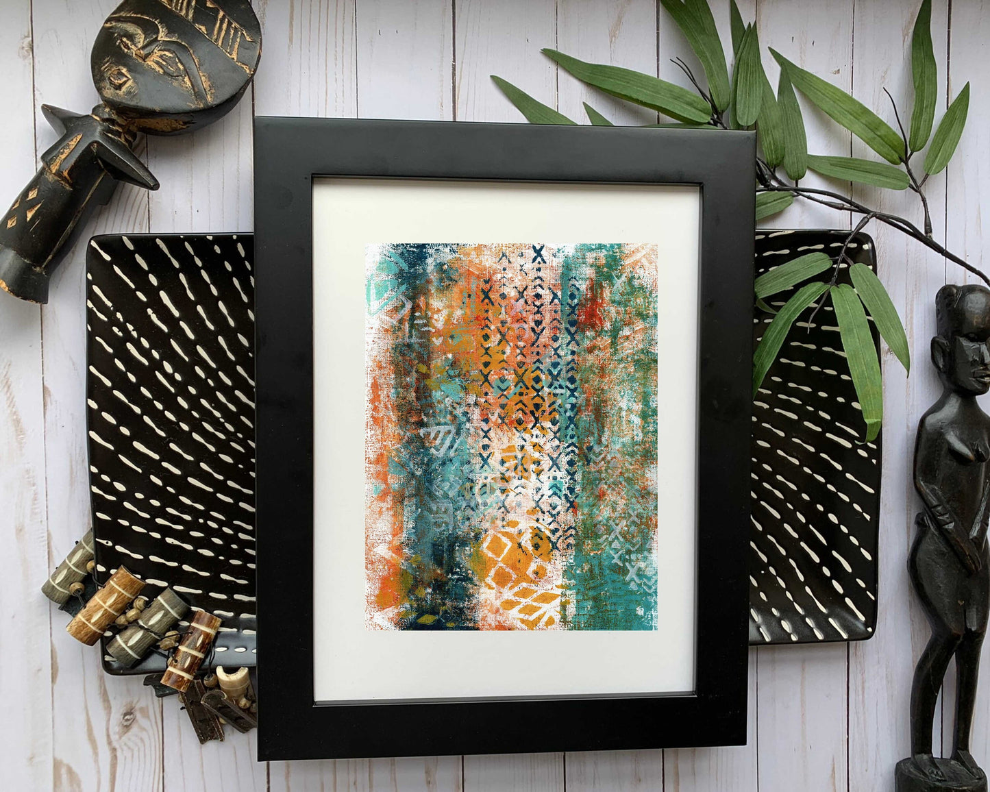 Original Modern Abstract Acrylic Painting - Abstract Acrylic Original Art - Boho - African - Ethnic, 8 X 11, MOTIF Series 80