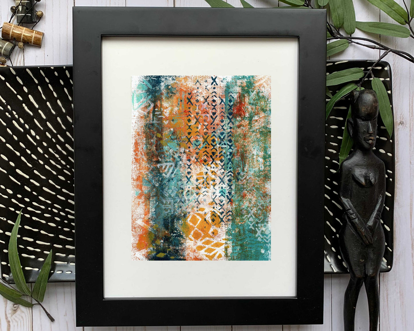 Original Modern Abstract Acrylic Painting - Abstract Acrylic Original Art - Boho - African - Ethnic, 8 X 11, MOTIF Series 80