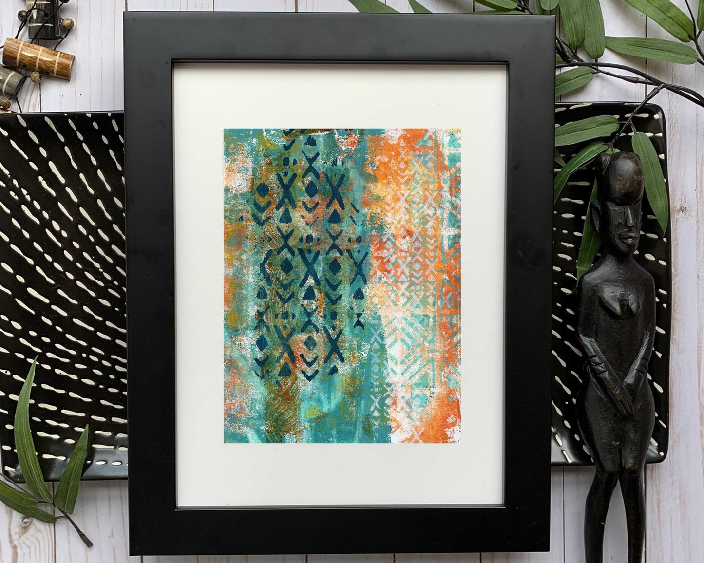 Original Modern Abstract Acrylic Painting - Abstract Acrylic Painting Original - Boho - African - Ethnic, 8  X 11, MOTIF Series 82