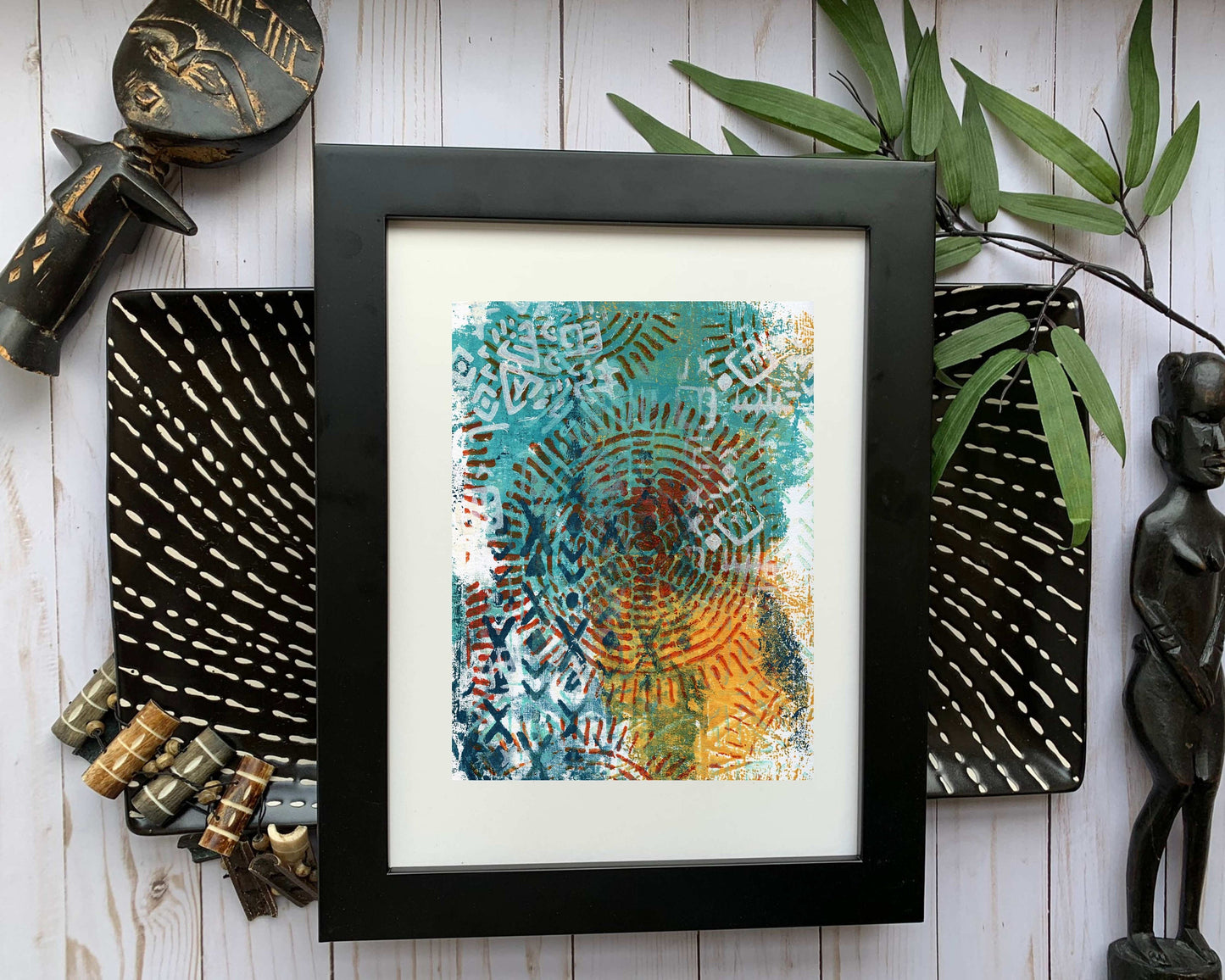 Original Modern Abstract Acrylic Painting - Abstract Acrylic Original Art - Boho - African - Ethnic, 8 X 11, MOTIF Series 85