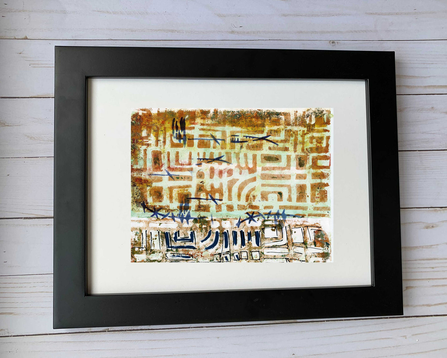 Original Modern Abstract Acrylic Painting - Abstract Acrylic Original Art - Boho - African - Ethnic, 8 X 11, MOTIF Series 4