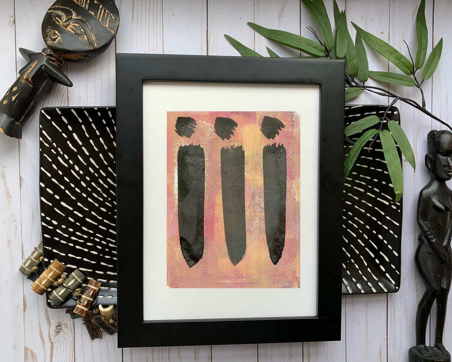 Original Modern Abstract Acrylic Painting - Abstract Acrylic Original Art - Boho - African - Ethnic, 5 x 7, MOTIF Series 39