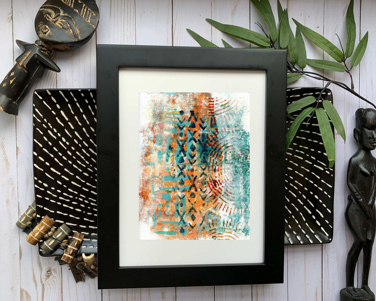 Original Modern Abstract Acrylic Painting - Abstract Acrylic Original Art - Boho - African - Ethnic, 8 X 11, MOTIF Series 50