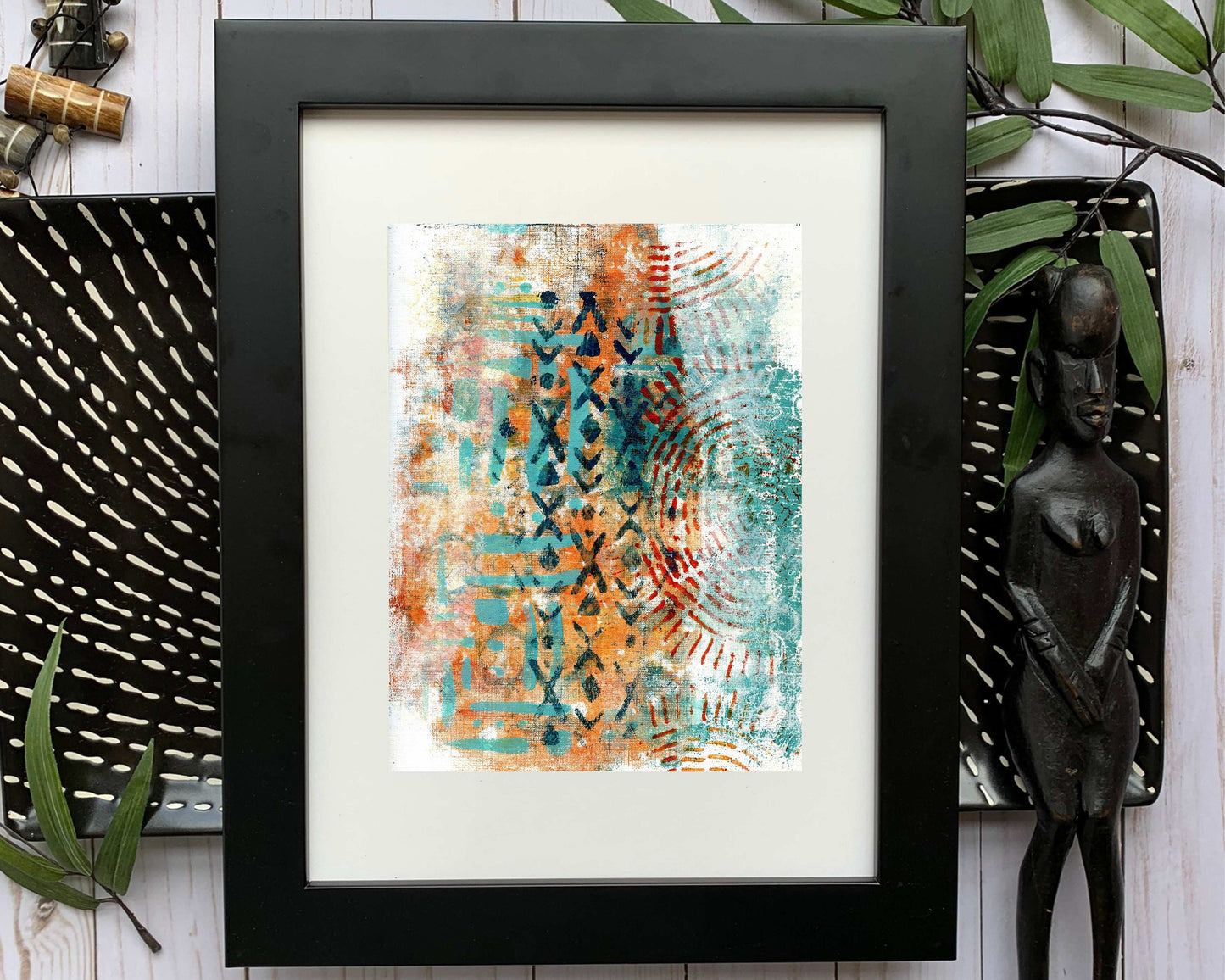 Original Modern Abstract Acrylic Painting - Abstract Acrylic Original Art - Boho - African - Ethnic, 8 X 11, MOTIF Series 50