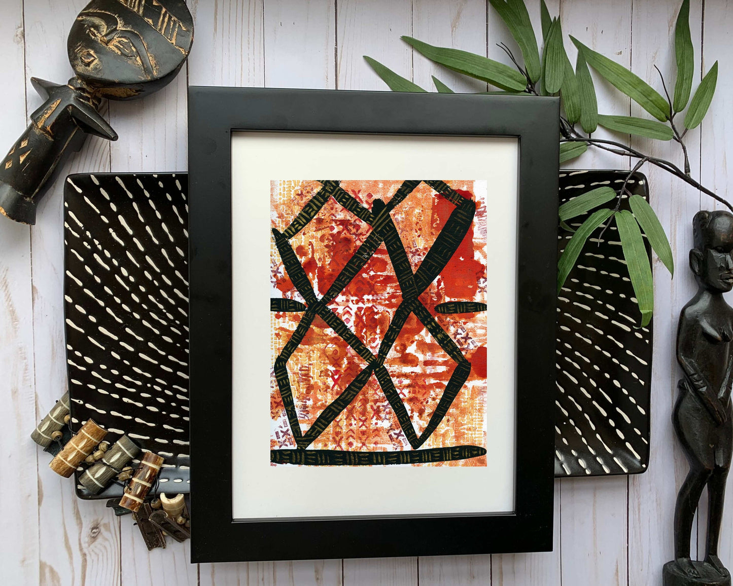 Original Modern Abstract Acrylic Painting - Abstract Acrylic Original Art - Boho - African - Ethnic, 8 X 11, MOTIF Series 59