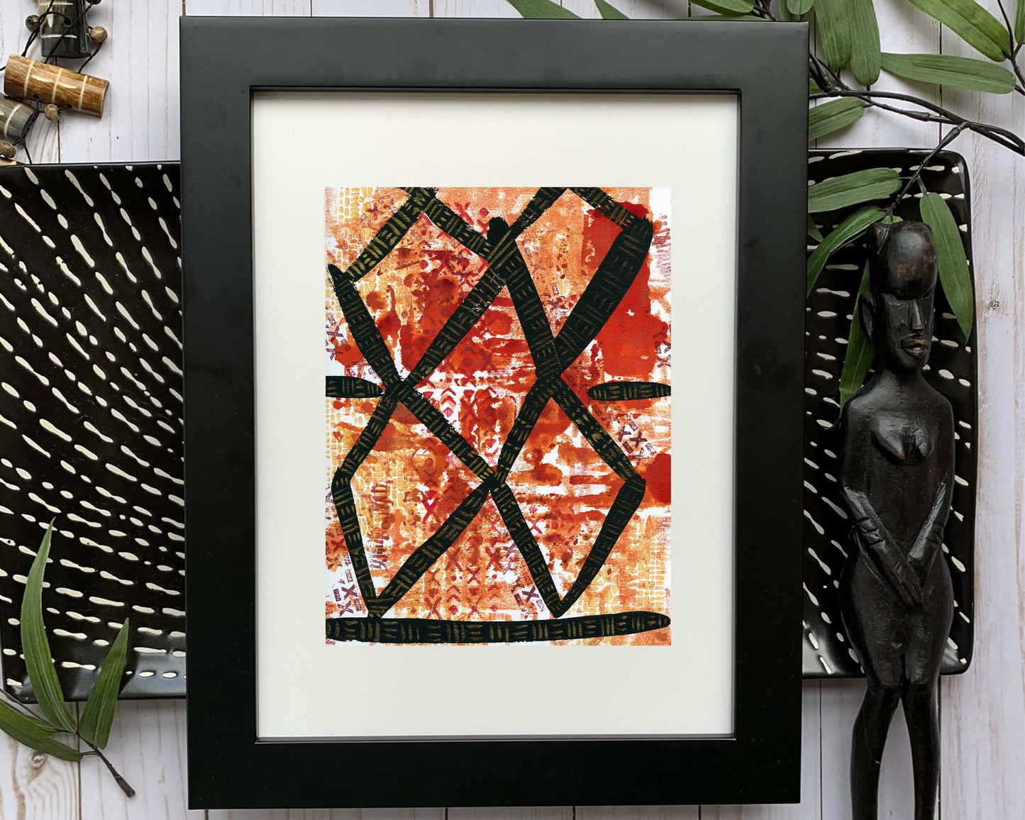 Original Modern Abstract Acrylic Painting - Abstract Acrylic Original Art - Boho - African - Ethnic, 8 X 11, MOTIF Series 59