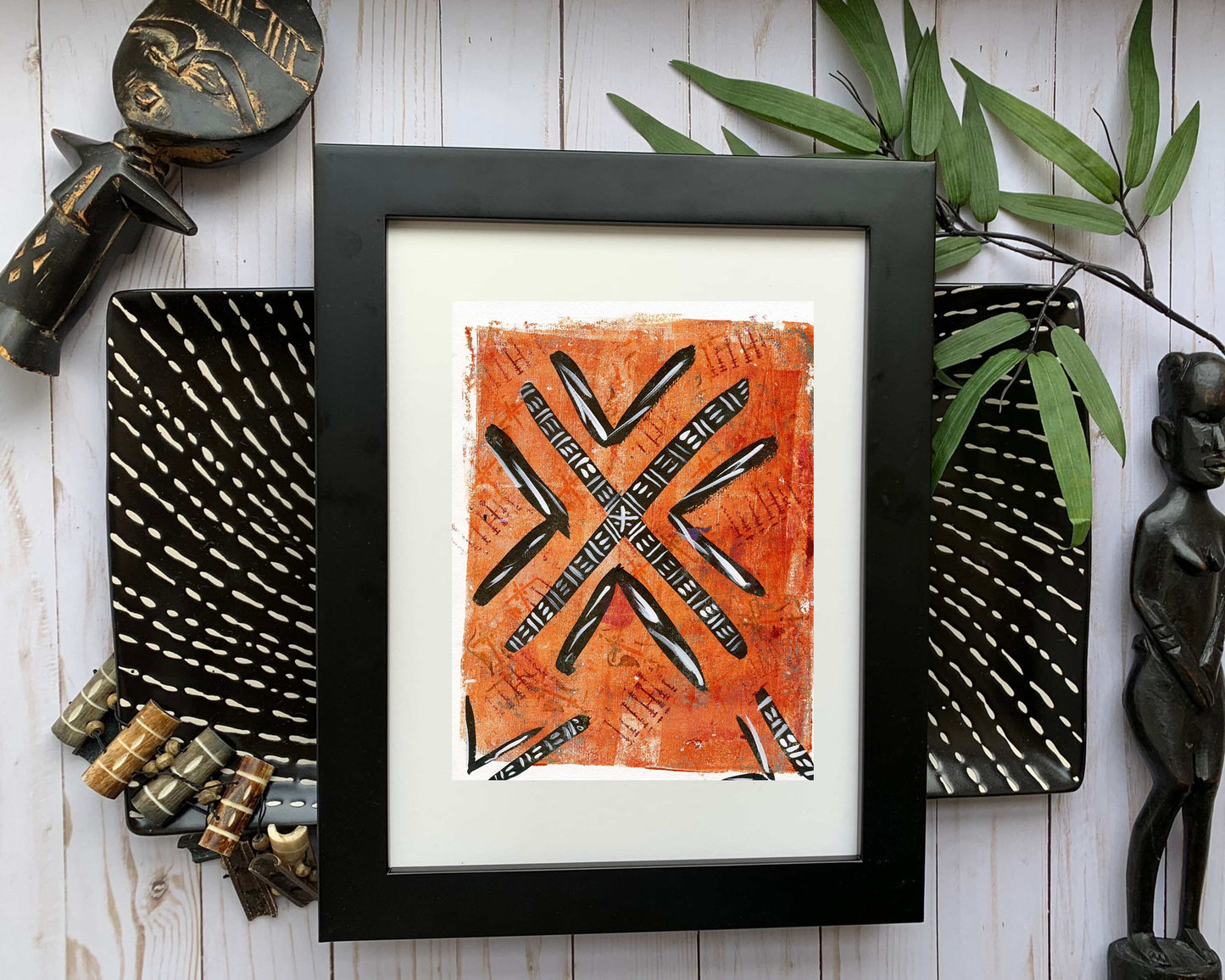 Original Modern Abstract Acrylic Painting - Abstract Acrylic Original Art - Boho - African - Ethnic, 8 X 11, MOTIF Series 70