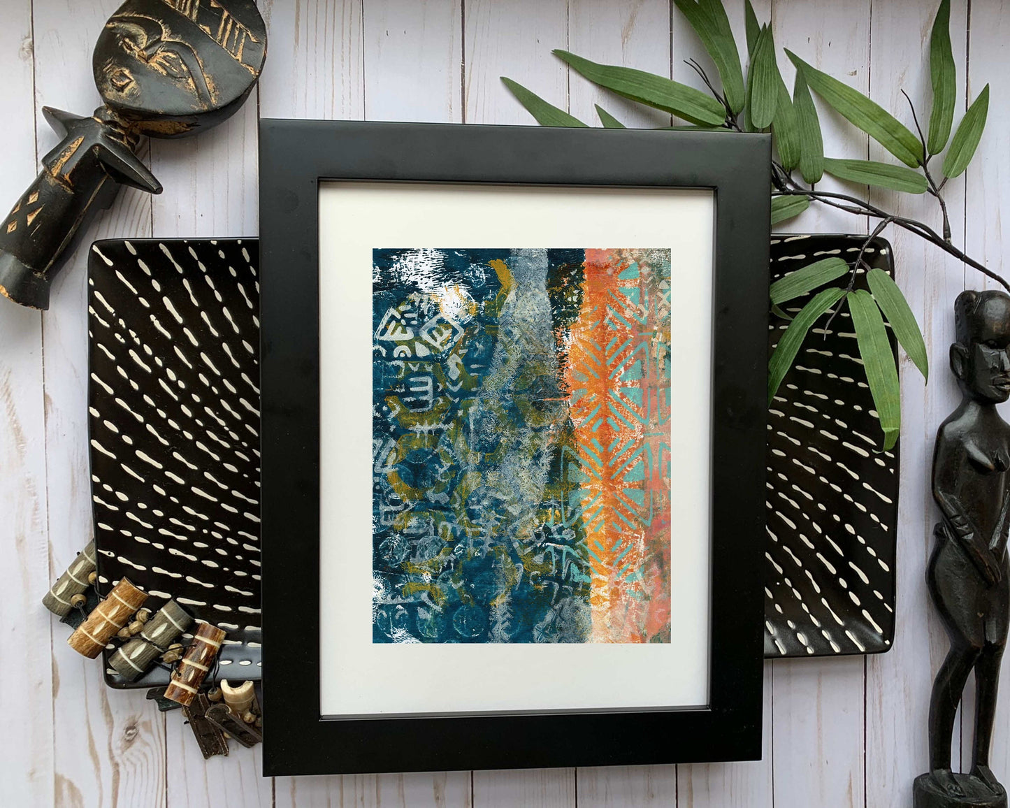 Original Modern Abstract Acrylic Painting - Abstract Acrylic Original Art - Boho - African - Ethnic, 8 X 11, MOTIF Series 81