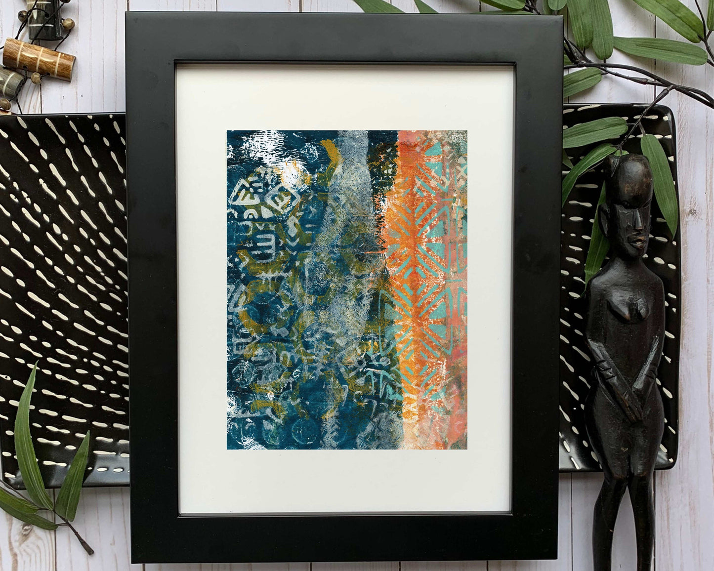 Original Modern Abstract Acrylic Painting - Abstract Acrylic Original Art - Boho - African - Ethnic, 8 X 11, MOTIF Series 81