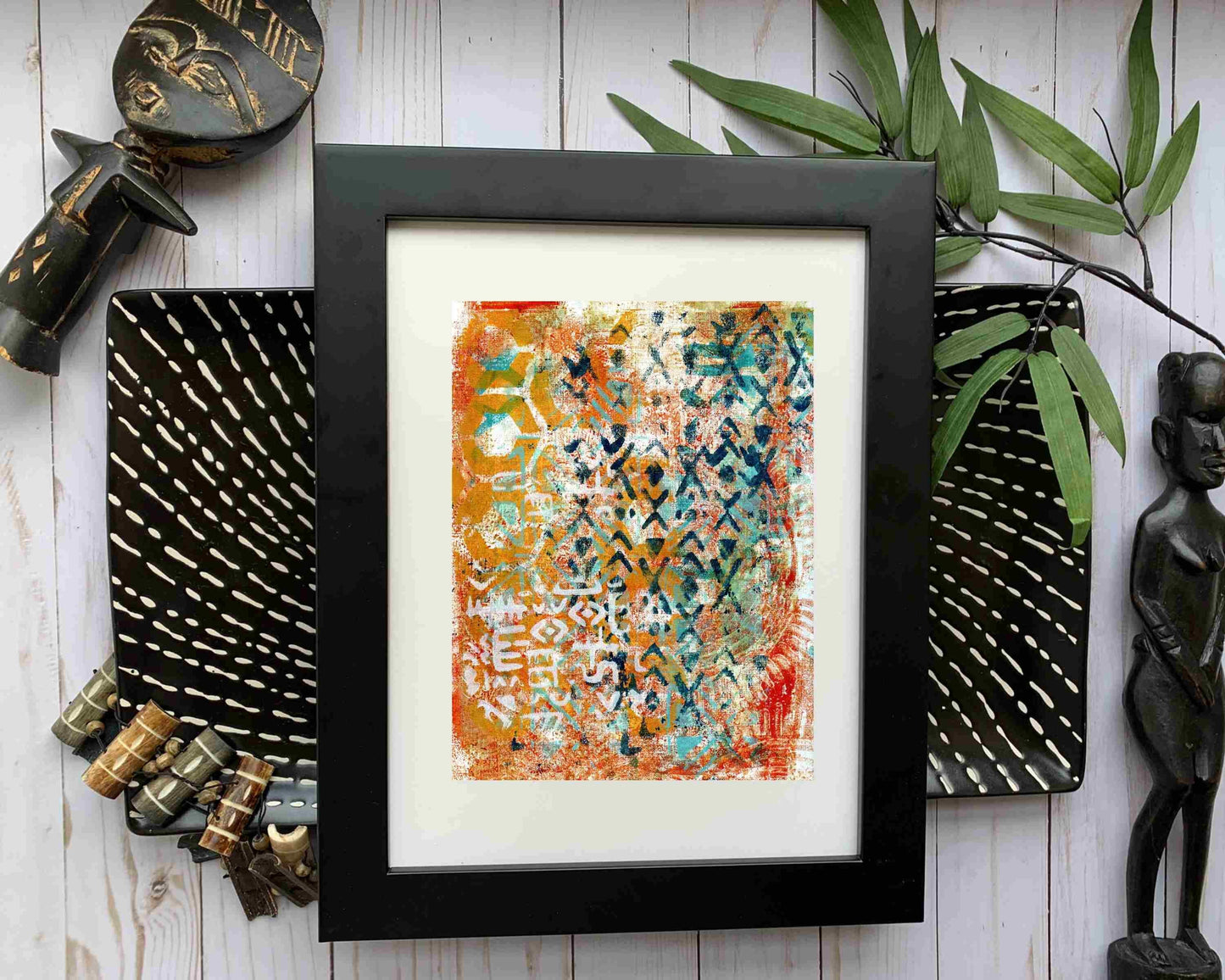 Original Modern Abstract Acrylic Painting - Abstract Acrylic Original Art - Boho - African - Ethnic, 8 X 11, MOTIF Series 86