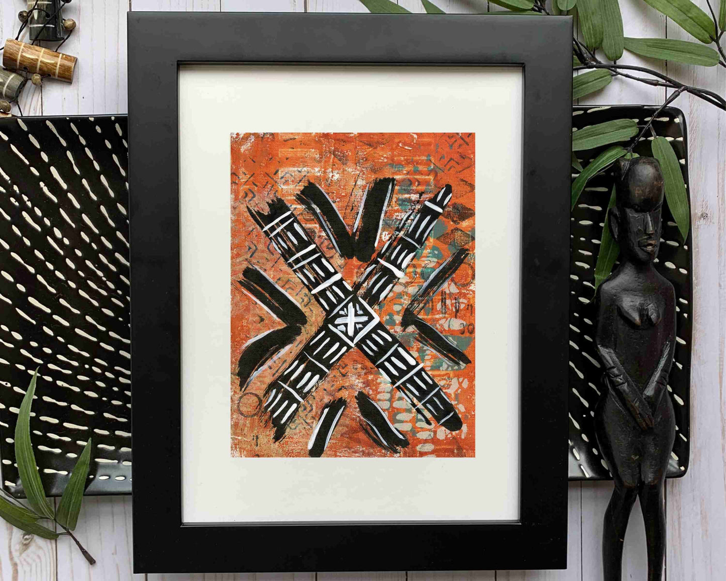 Original Modern Abstract Acrylic Painting - Abstract Acrylic Painting Original - Boho - African - Ethnic, 8  X 11, MOTIF Series 91