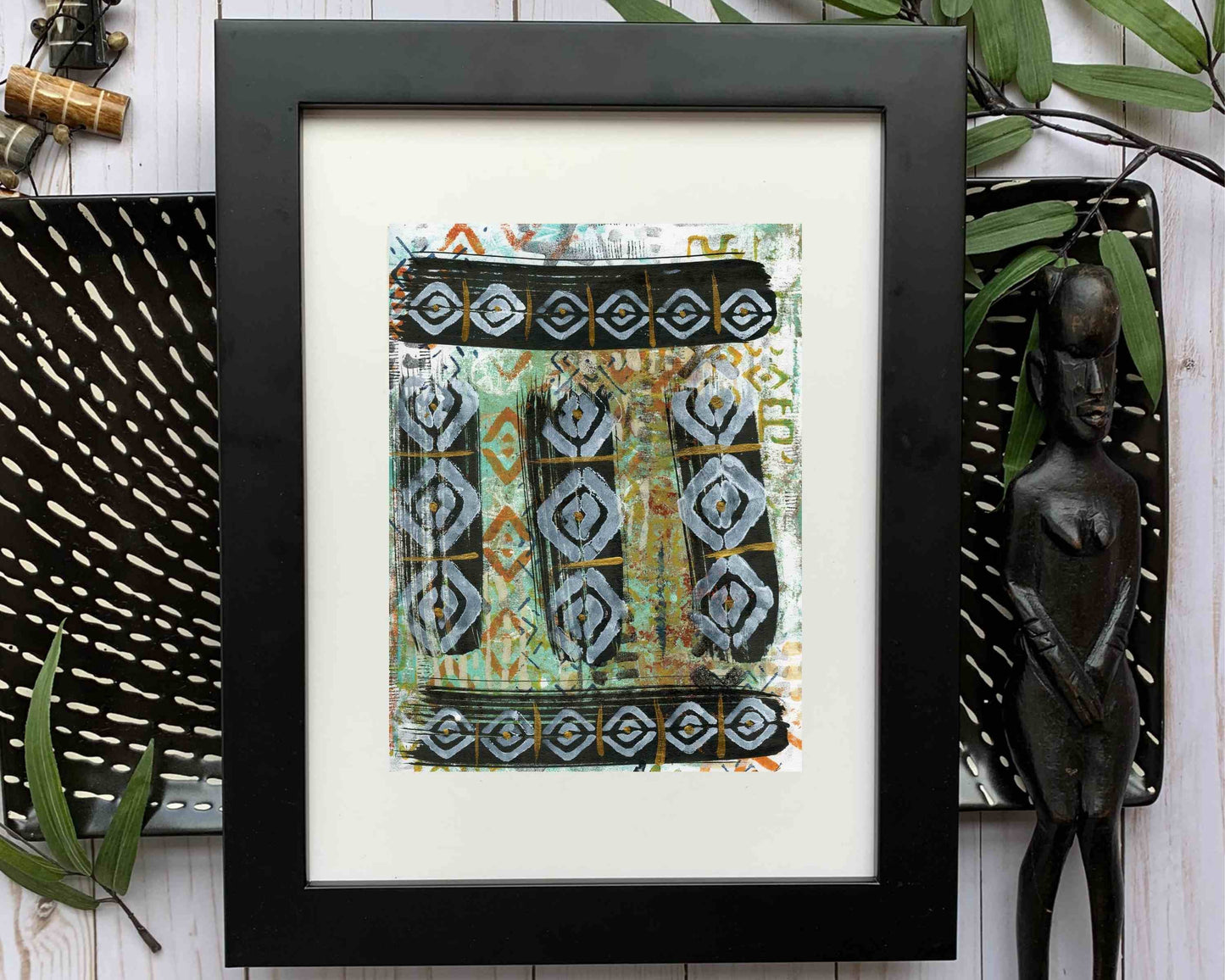 Original Modern Abstract Acrylic Painting - Abstract Acrylic Original Art - Boho - African - Ethnic, 8 X 11, MOTIF Series 99