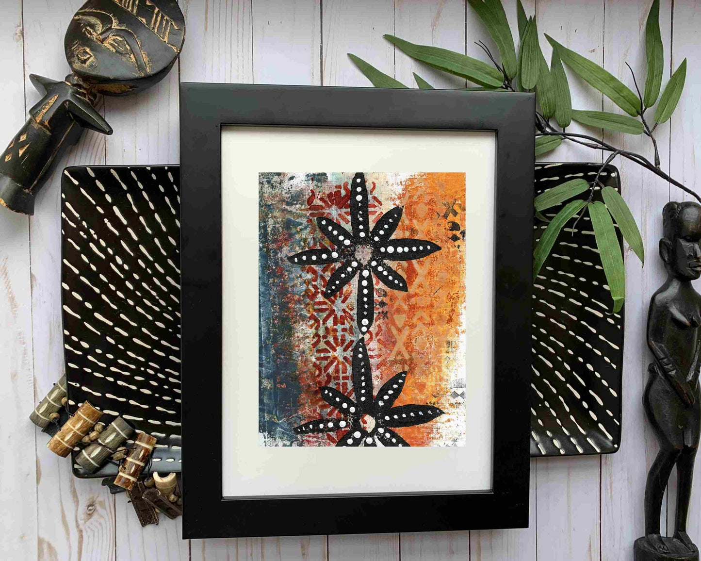 Original Modern Abstract Acrylic Painting - Abstract Acrylic Original Art - Boho - African - Ethnic, 8 X 11, MOTIF Series 108