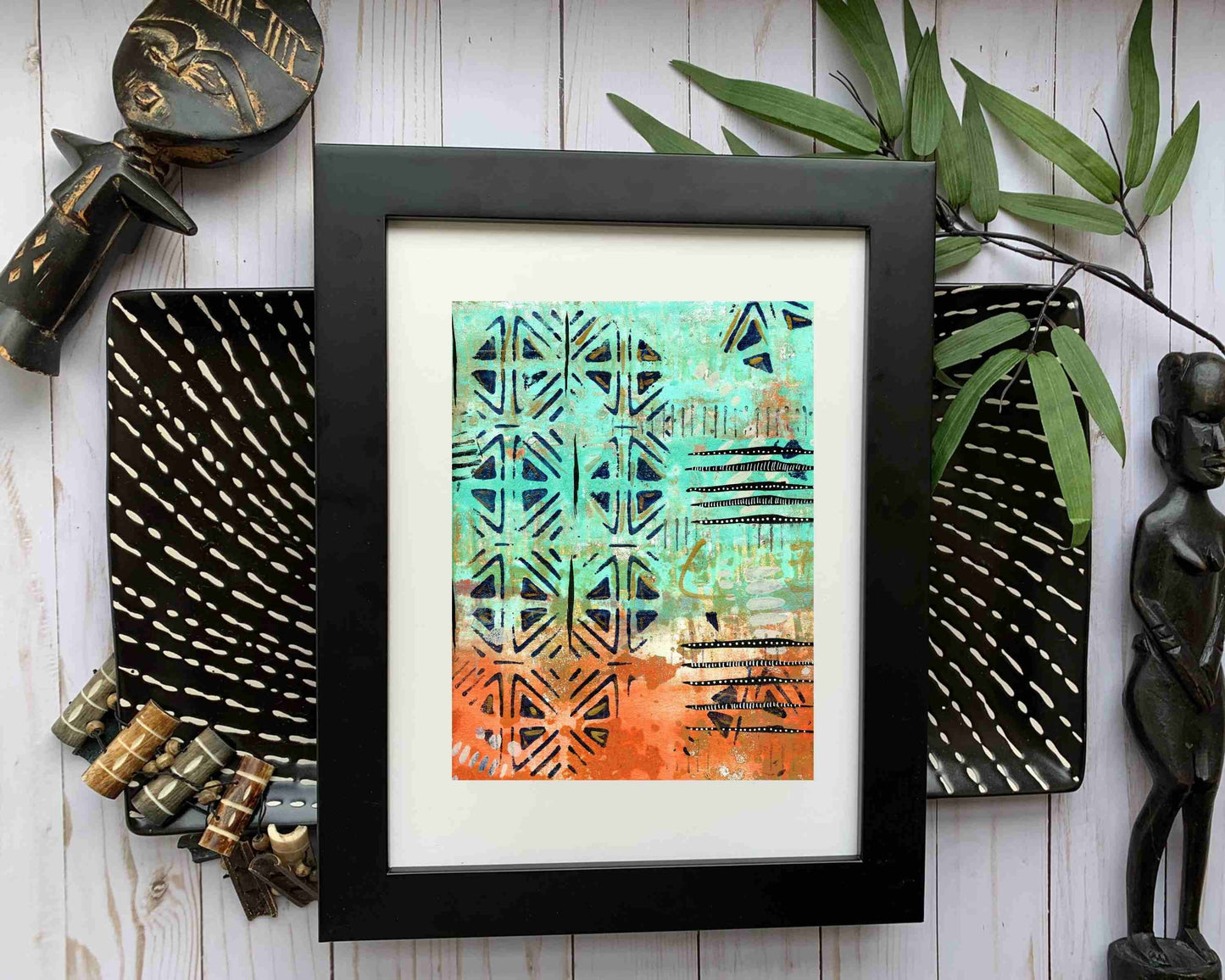 Original Modern Abstract Acrylic Painting - Abstract Acrylic Original Art - Boho - African - Ethnic, 8 X 11, MOTIF Series 110