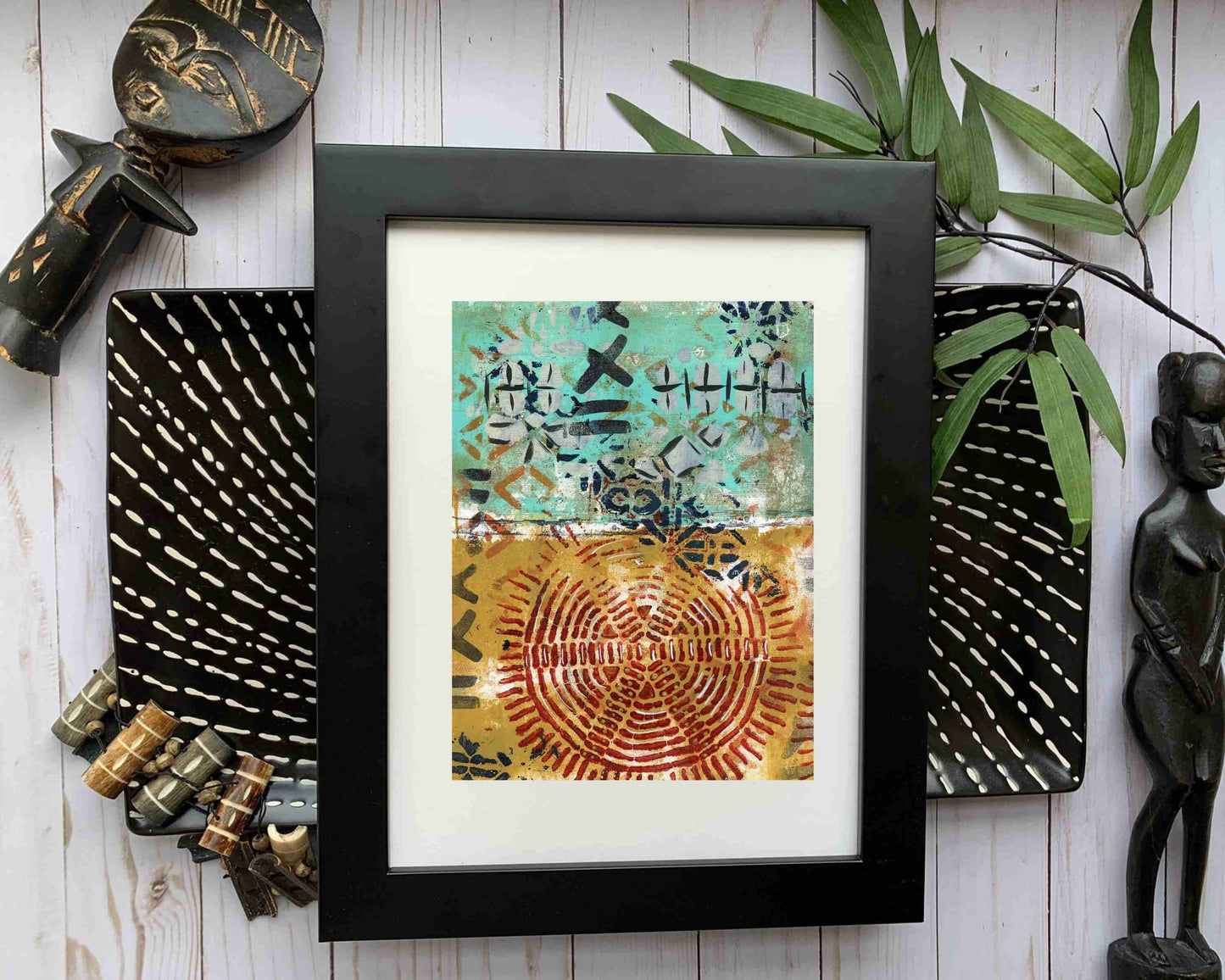 Original Modern Abstract Acrylic Painting - Abstract Acrylic Original Art - Boho - African - Ethnic, 8 X 11, MOTIF Series 111