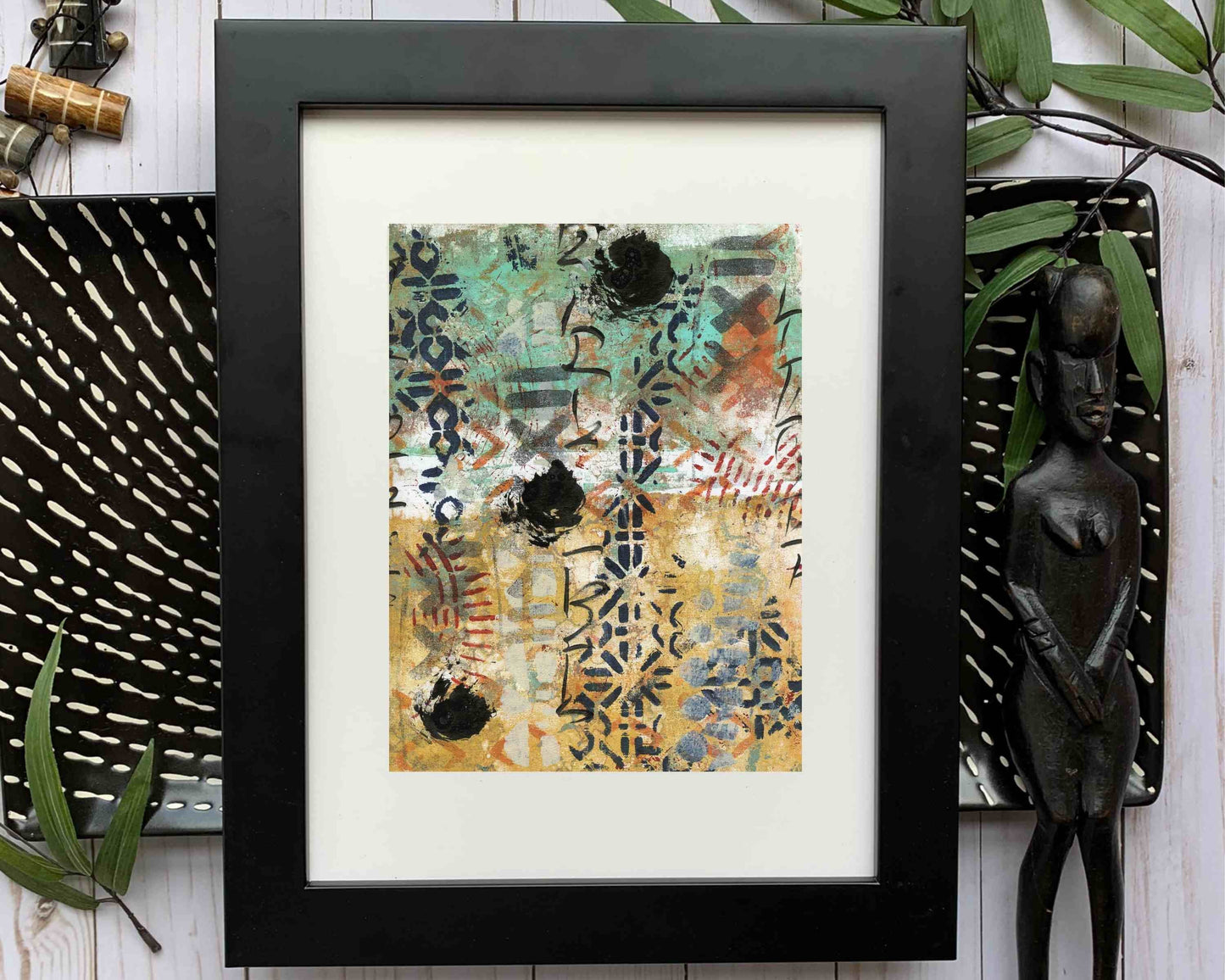 Original Modern Abstract Acrylic Painting - Abstract Acrylic Original Art - Boho - African - Ethnic, 8 X 11, MOTIF Series 115