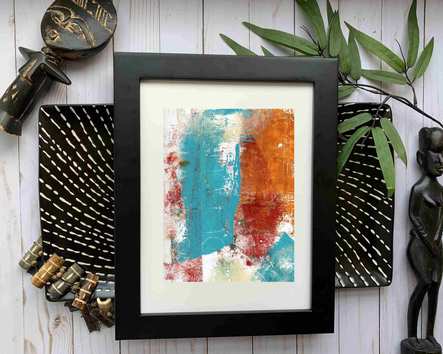 Original Modern Abstract Acrylic Painting - Abstract Acrylic Painting Original - Boho - African - Ethnic, 8  X 11, MOTIF Series 90