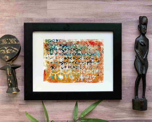 Original Modern Abstract Acrylic Painting - Abstract Acrylic Original Art - Boho - African - Ethnic, 8 X 11, MOTIF Series 86