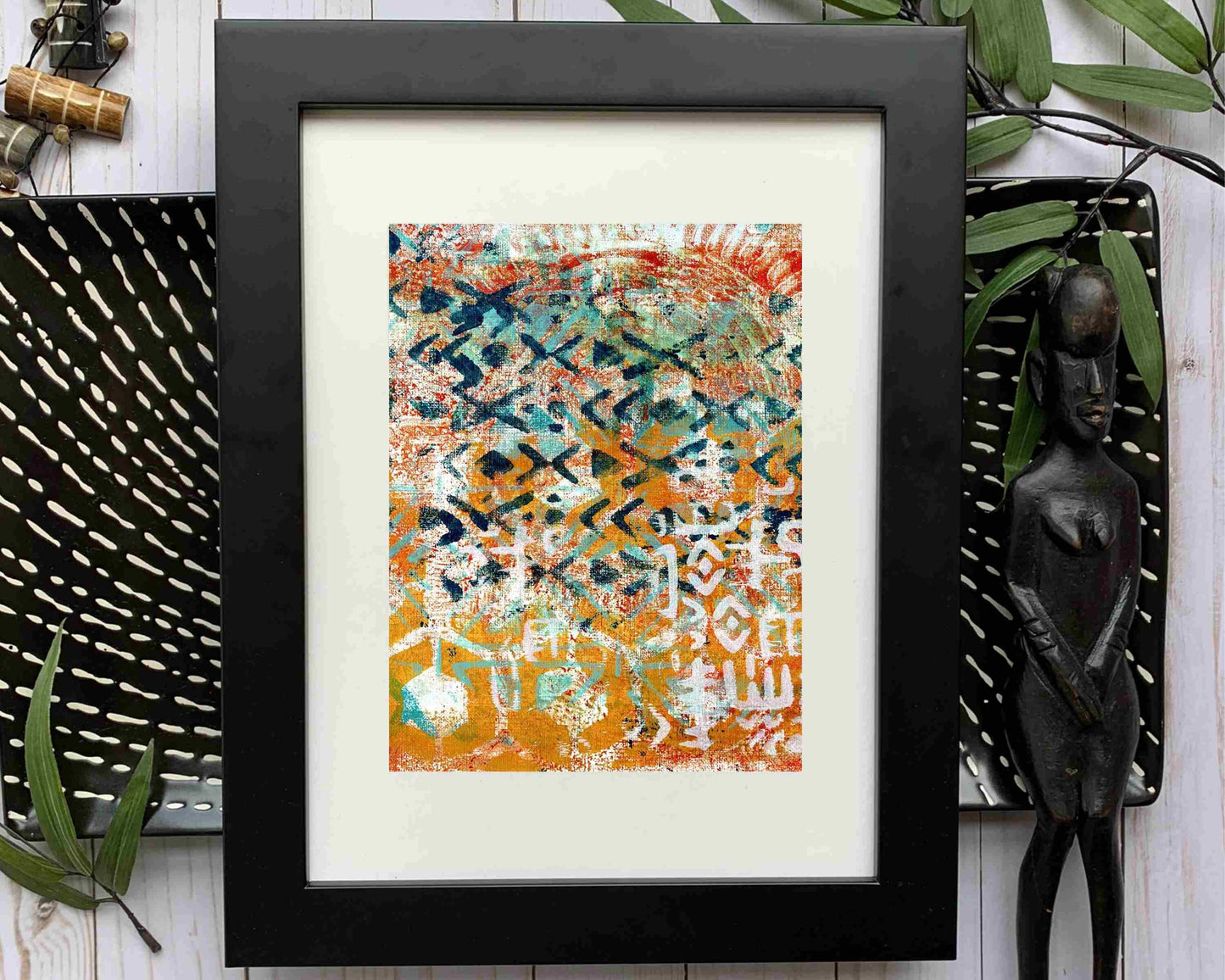 Original Modern Abstract Acrylic Painting - Abstract Acrylic Original Art - Boho - African - Ethnic, 8 X 11, MOTIF Series 86