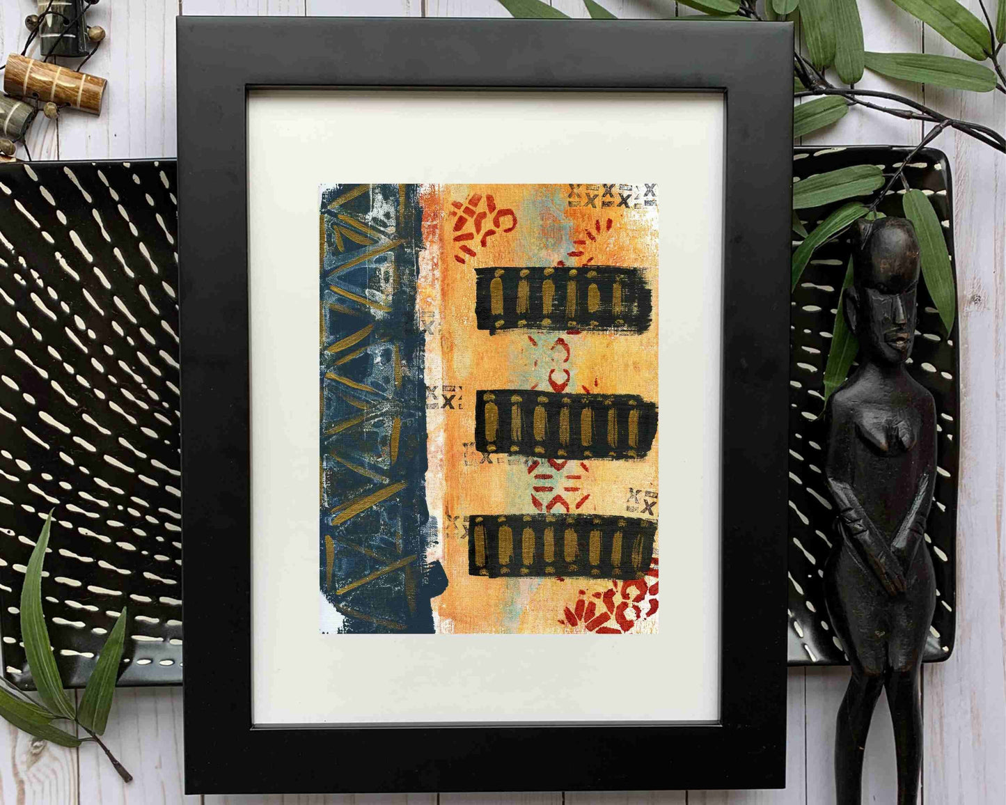 Original Modern Abstract Acrylic Painting - Abstract Acrylic Painting Original - Boho - African - Ethnic, 8  X 11, MOTIF Series 92