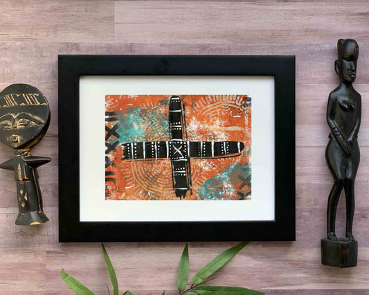 Original Modern Abstract Acrylic Painting - Abstract Acrylic Original Art - Boho - African - Ethnic, 8 X 11, MOTIF Series 94