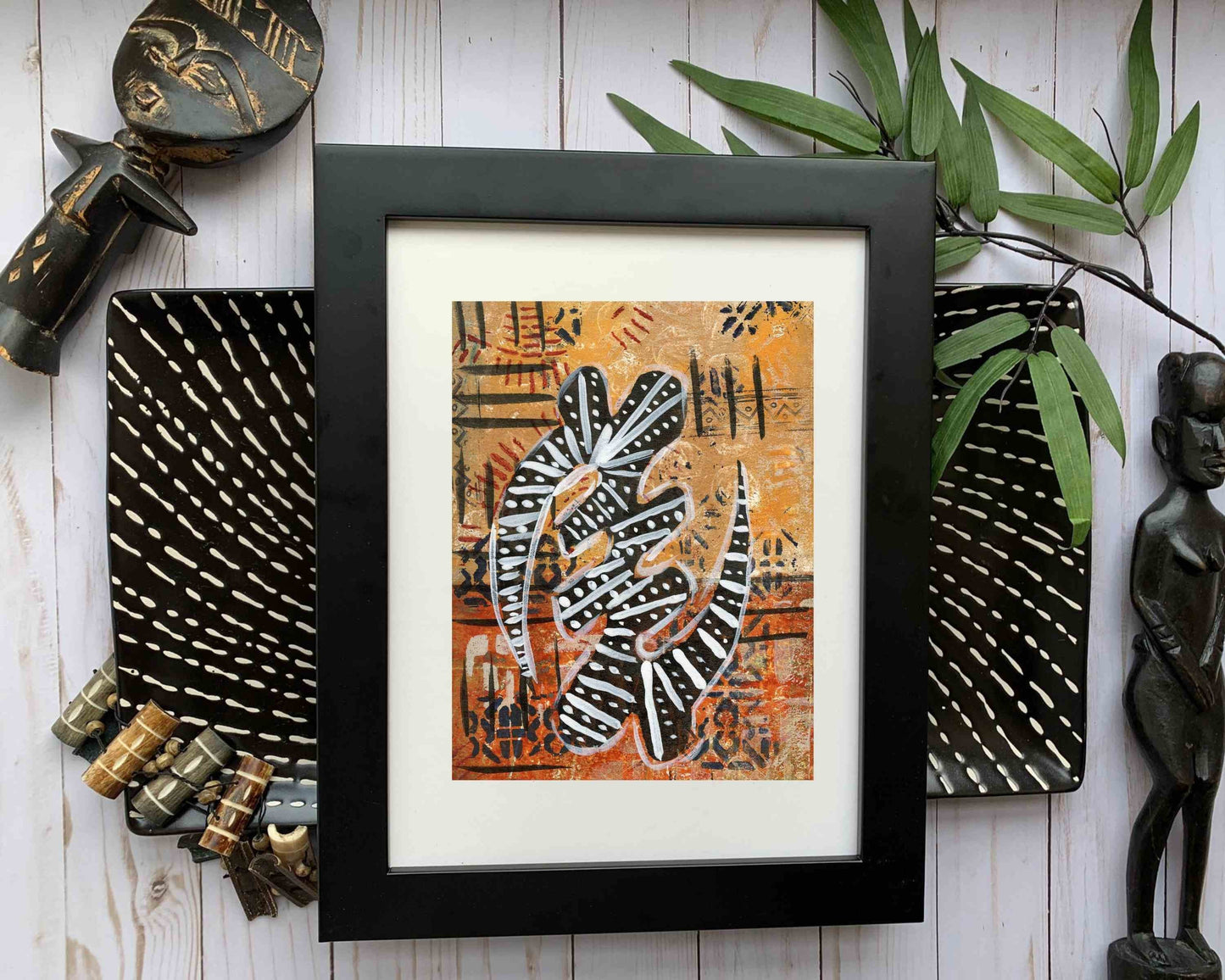 Original Modern Abstract Acrylic Painting - Abstract Acrylic Original Art - Boho - African - Ethnic, 8 X 11, MOTIF Series 103