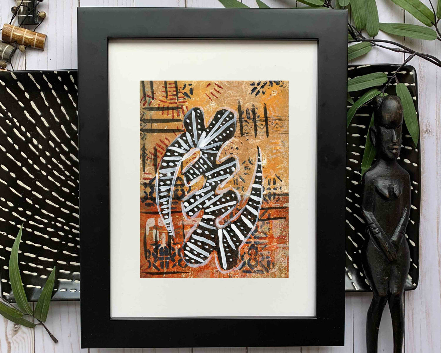 Original Modern Abstract Acrylic Painting - Abstract Acrylic Original Art - Boho - African - Ethnic, 8 X 11, MOTIF Series 103