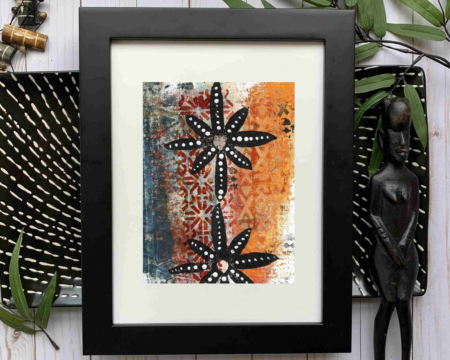 Original Modern Abstract Acrylic Painting - Abstract Acrylic Original Art - Boho - African - Ethnic, 8 X 11, MOTIF Series 108